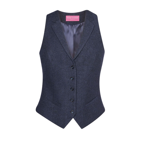 Ladies Tweed Style Waistcoat - 2 Colour Ways Thumbnail